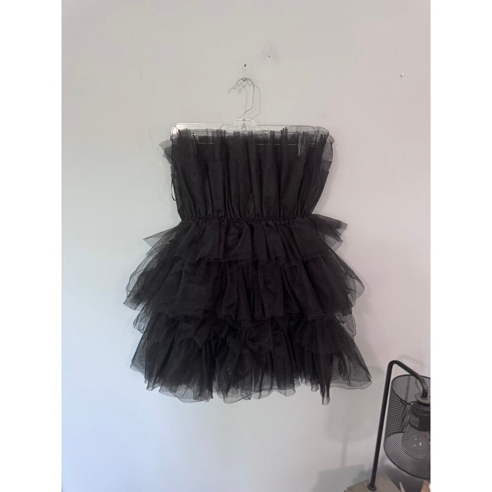 Altar'd State Classic Black Tiered Tulle Cocktail Dress Mini Women's Size Small - Picture 3 of 7